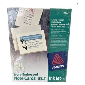 Avery Inkjet Ivory Embossed Note Cards 50 Cards 50 Envelopes #8317 New in Box